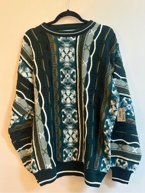 Le Tigre Vintage 90s Coogi Biggie Style Geometric Long Sleeve Sweater Org Tag